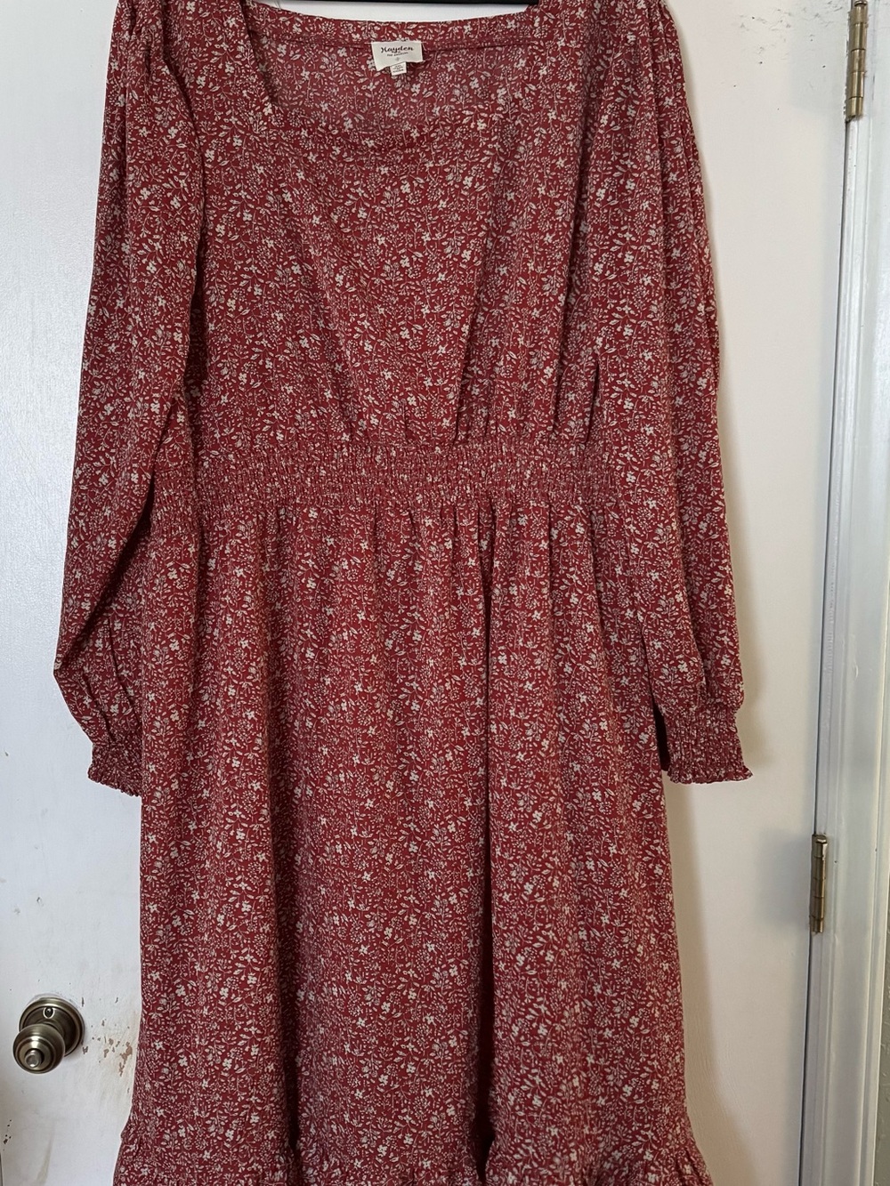 Hayden Dusty Rose Floral Square-Neck Long Sleeve Midi Dress - Picture 6 of 6